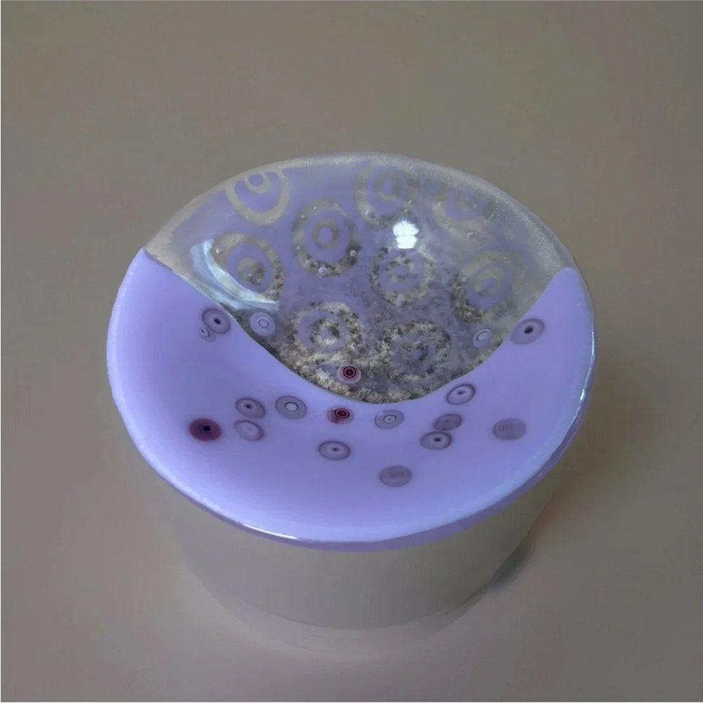 Artistic Lavender Millefiori Glass Trinket Dish